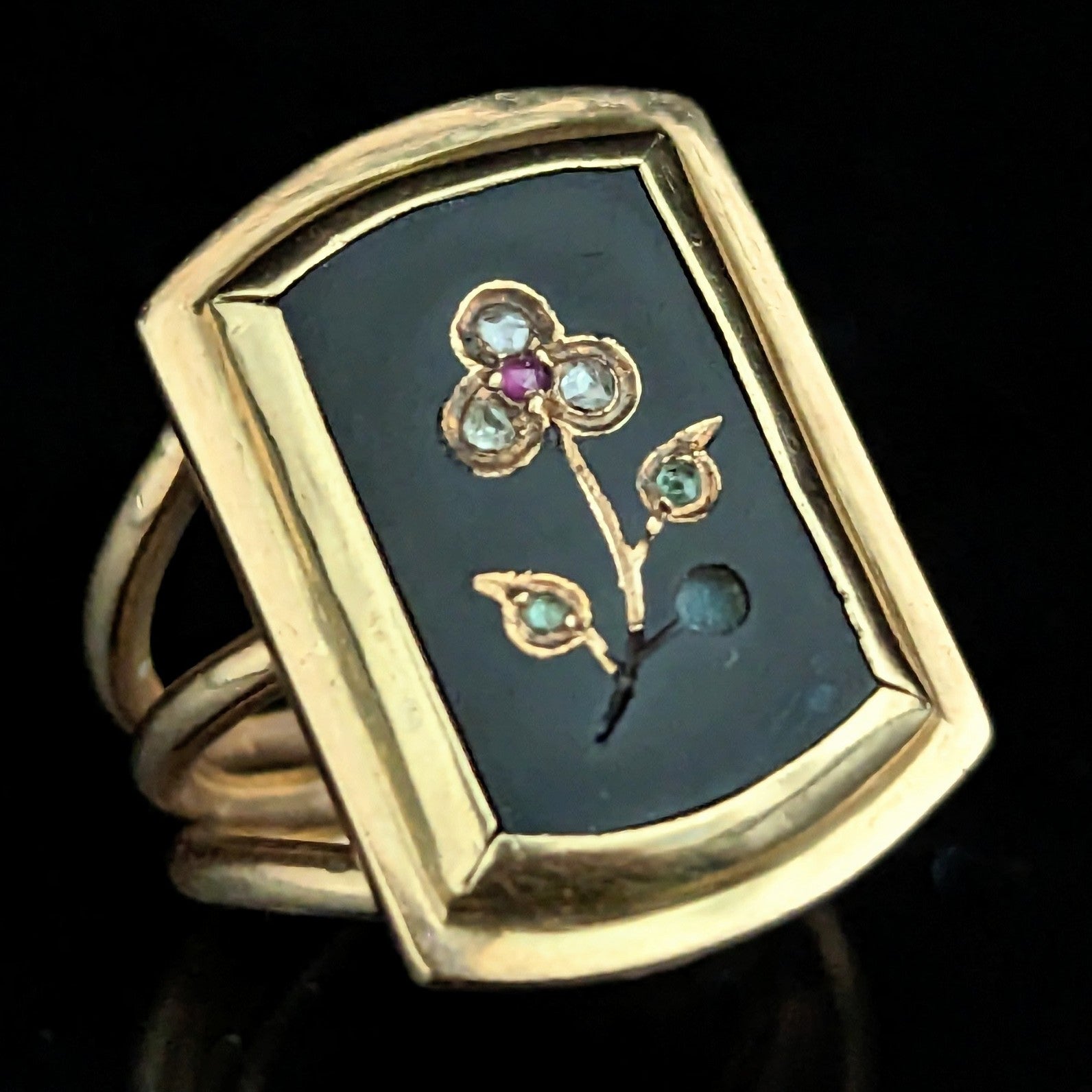 Georland diamonds, onyx, turquoise and gold ring